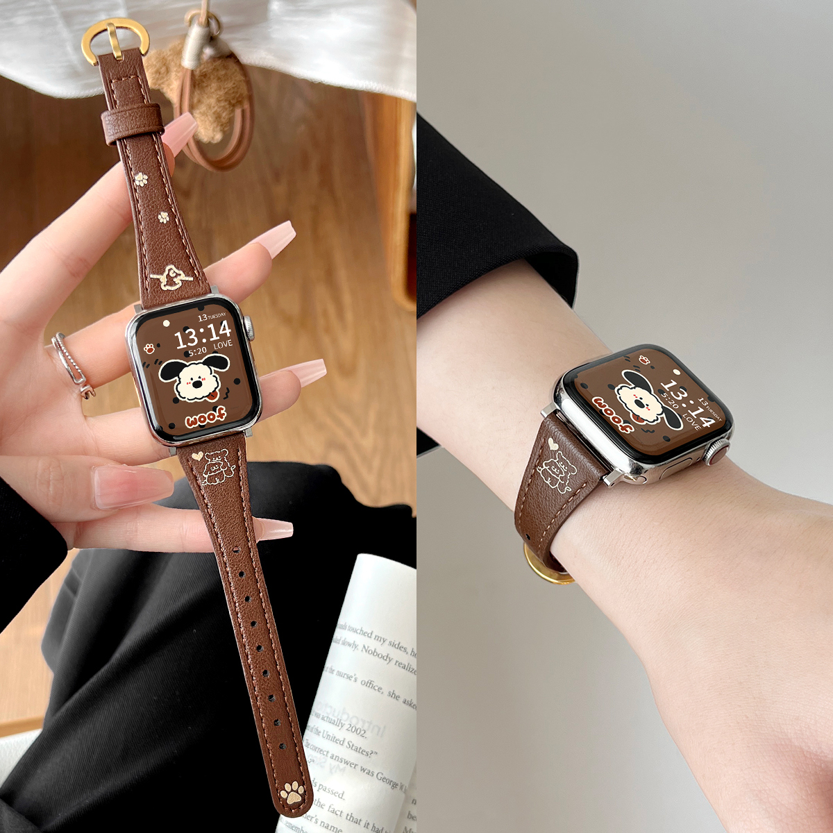 米环9pro表带皮质印花可爱小狗