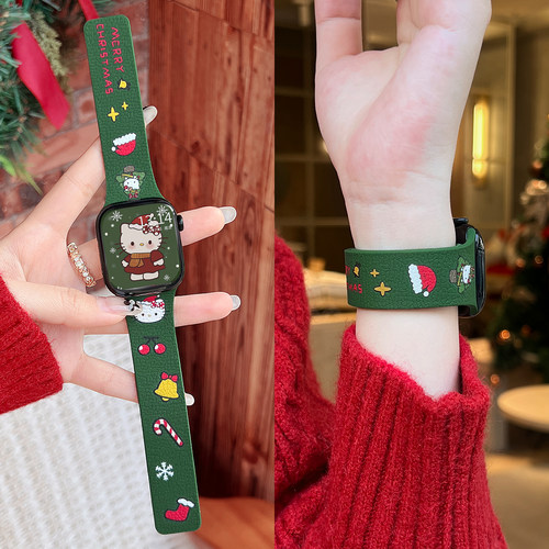 适用华为fit4/3圣诞硅胶磁吸表带