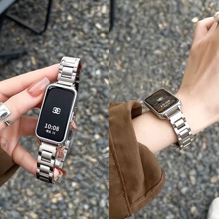 手表带夏荣耀6pro腕带智能运动八九十代新款 band7nfc版 高级感女生 8表带金属链舒适新款 适用华为手环11