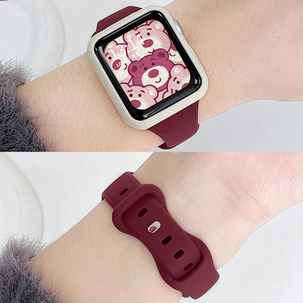 psnld适用iwatch9表带iphoewatch硅胶applewatch6/5/4/3手表带苹果手表watchs7表带iwatchs8蝴蝶扣女s8s7s6se