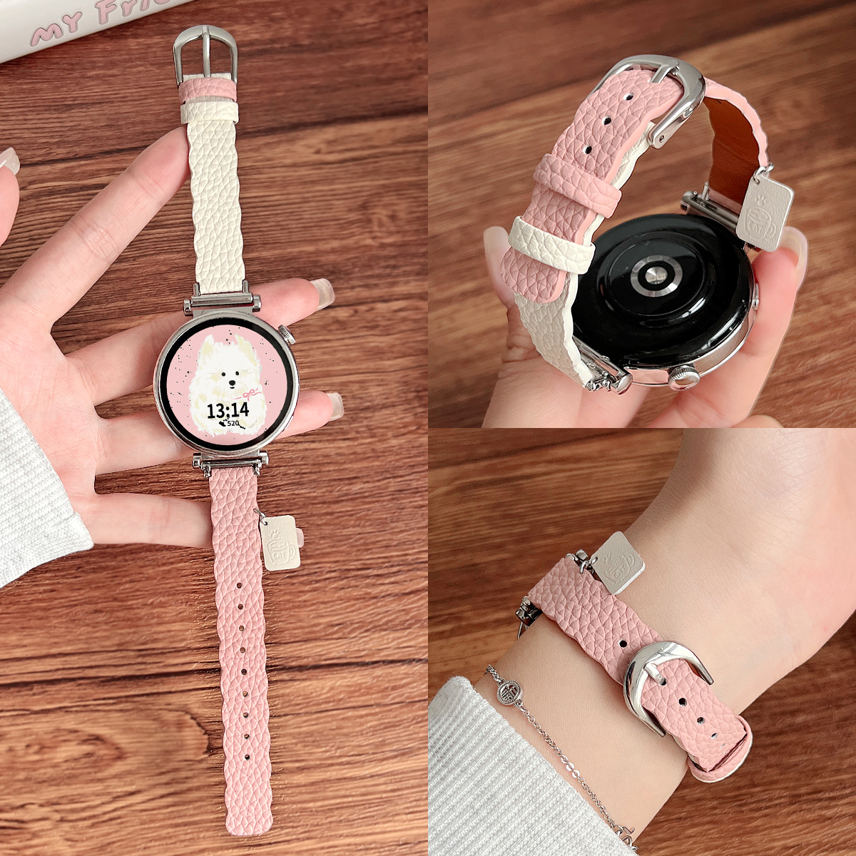 适用oppox2mini花边荔枝纹皮表带