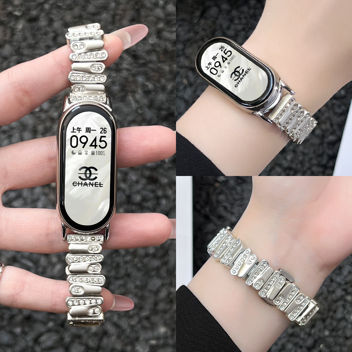 适用小米手环10表带新款金属手表带9nfc专用手链陶瓷款腕带高级创意表链8/7女生高颜值6/5手带七八九十代链条