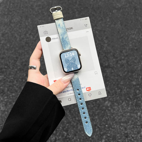 iwatchs11表带新款扎染牛仔表链