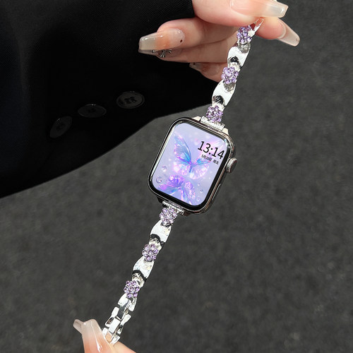 适用fit4锆石花朵银质表链2025款