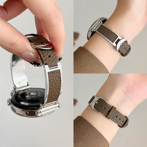 适用华为gt6表带金属贴皮荔枝纹