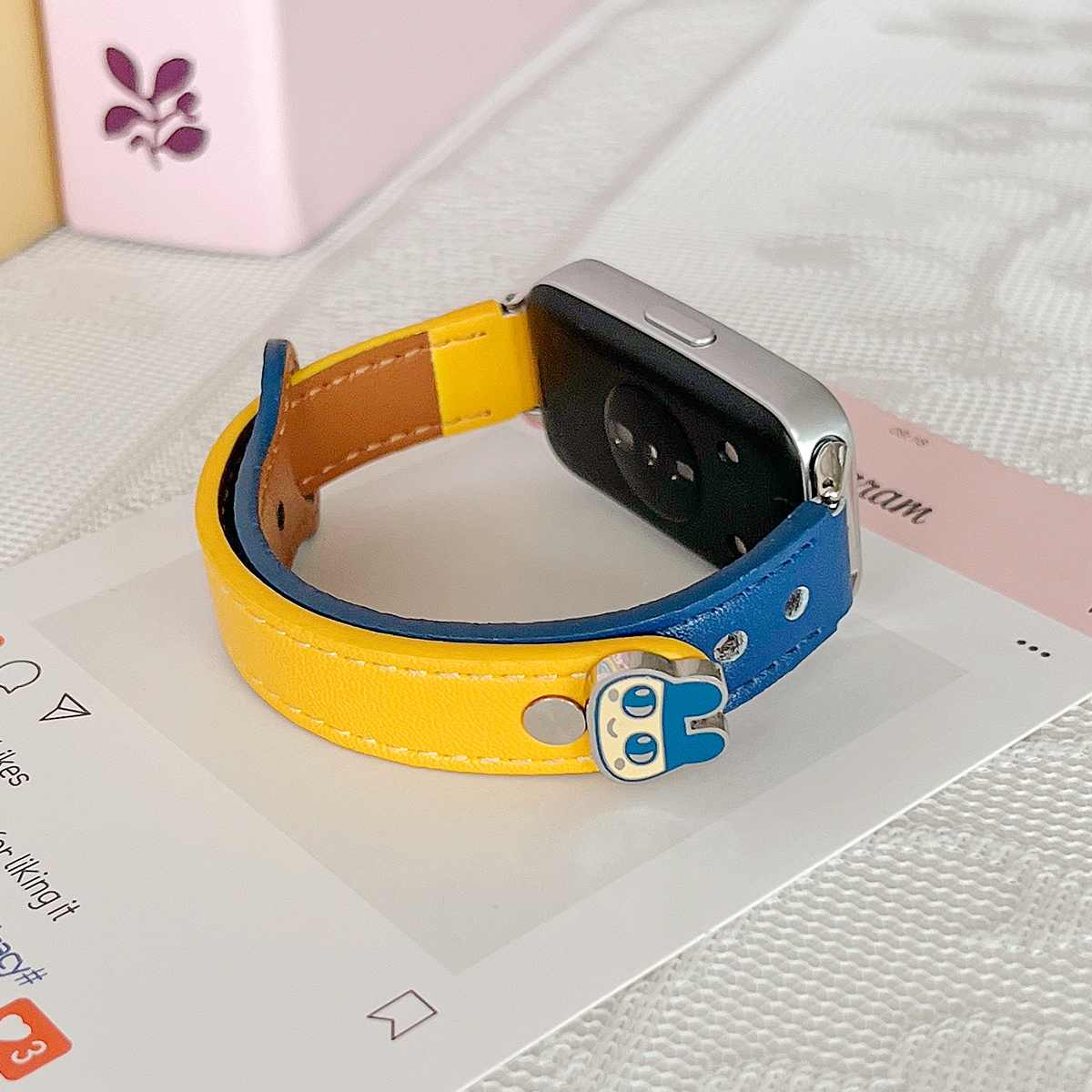 适用华为手环10双钉扣麻美吉表带