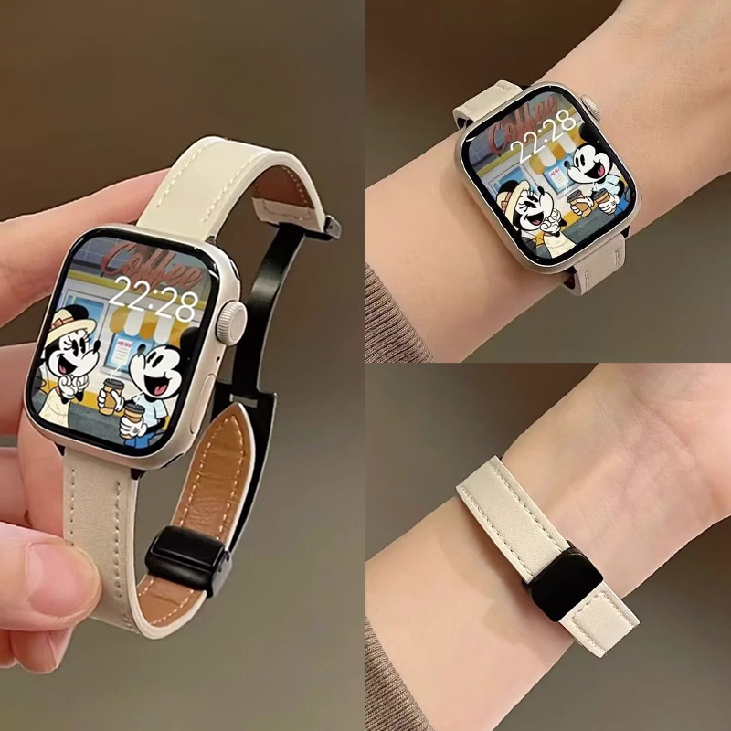 iwatchs11皮质磁吸扣皮表带送壳