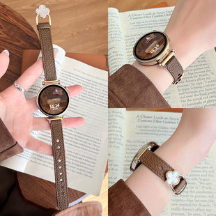 适用华为gt6手表表带创意四叶草皮质watchgt5高级感智能运动watch4精致时尚 专用手表链 女表3pro女士腕表2女款