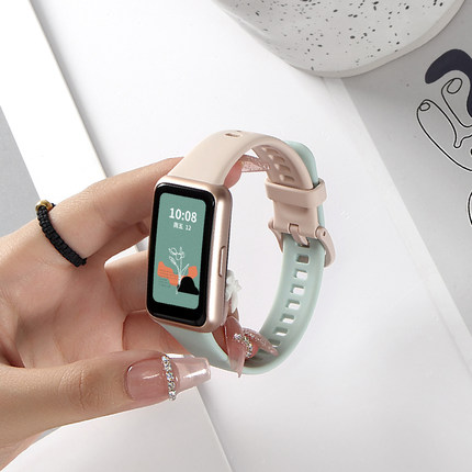 适用华为手环10/9/8/7/6nfc表带智能运动手表六七八代腕带荣耀手环band6pro替换带配件女生硅胶保护壳手表带