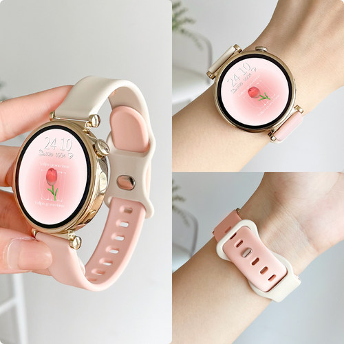 适用gt5硅胶表带拼色蝴蝶扣女款