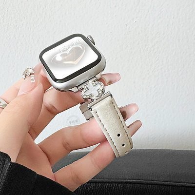 小众韩系镶钻四叶草iwatch10皮带
