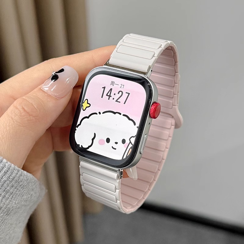 适用fit4表带张婧仪同款硅胶磁吸