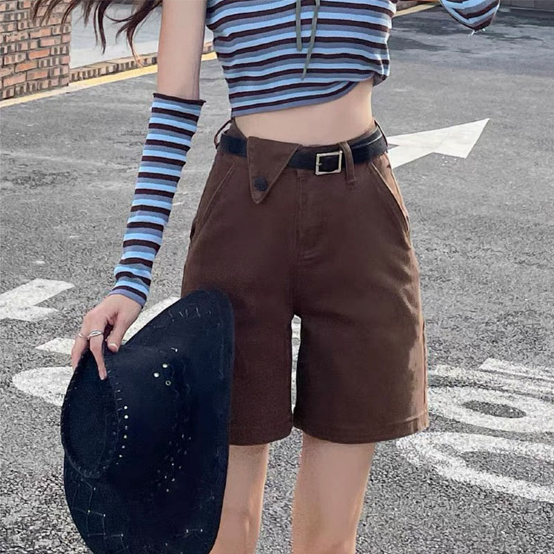 高腰拉夏贝尔牛仔短裤