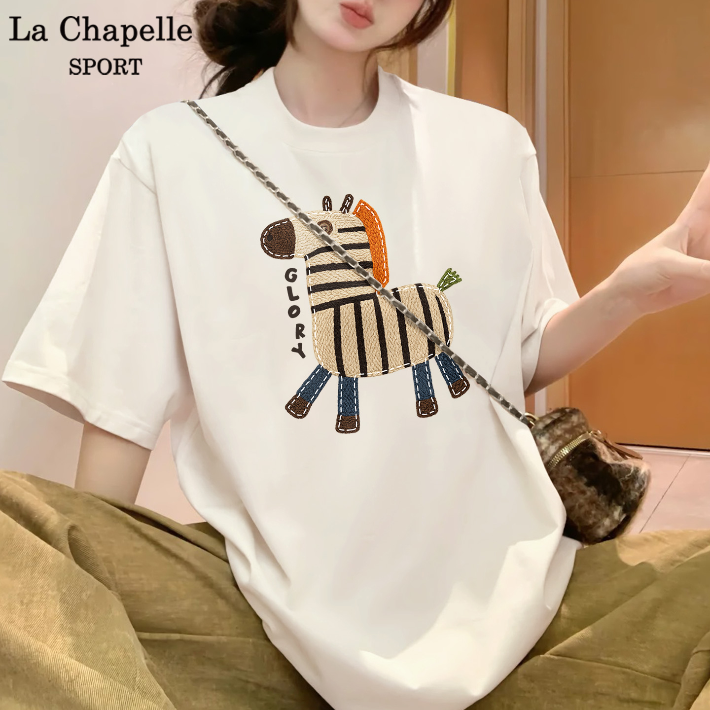 拉夏贝尔纯棉宽松大码短袖t恤女