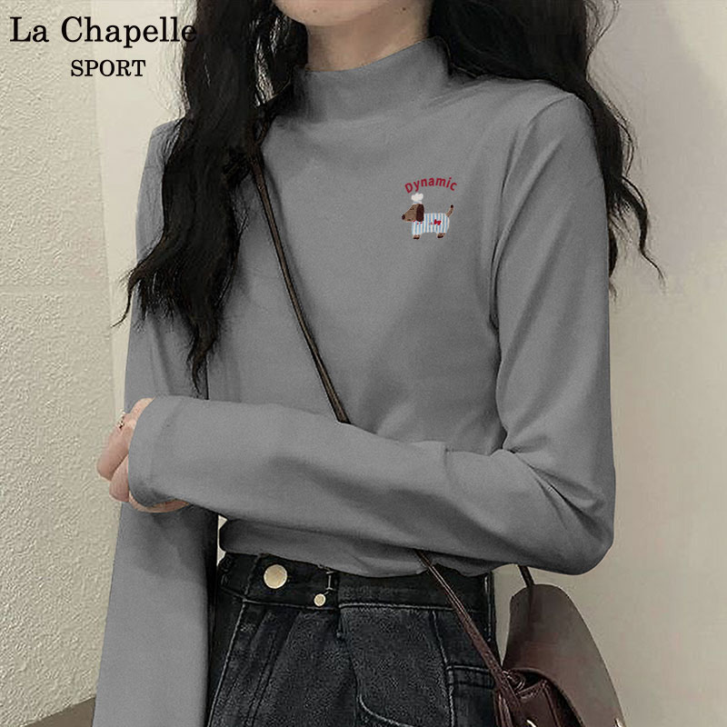 拉夏贝尔长袖女打底衫半高领