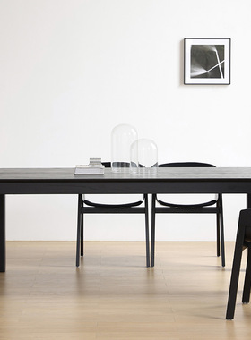 北欧Vemb极简白橡木实木腿橡木贴面暗黑系色餐桌设计师书桌办公桌