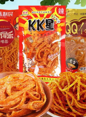 KK星辣条吃得乐超辣qq仔怀旧  辣片小时候的味道  小零食解馋辣的