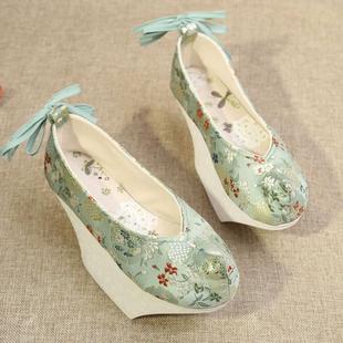 鞋 子布鞋 如懿傳古風(fēng)漢服繡花鞋 滿族格格鞋 女增高古裝 清朝花盆底鞋