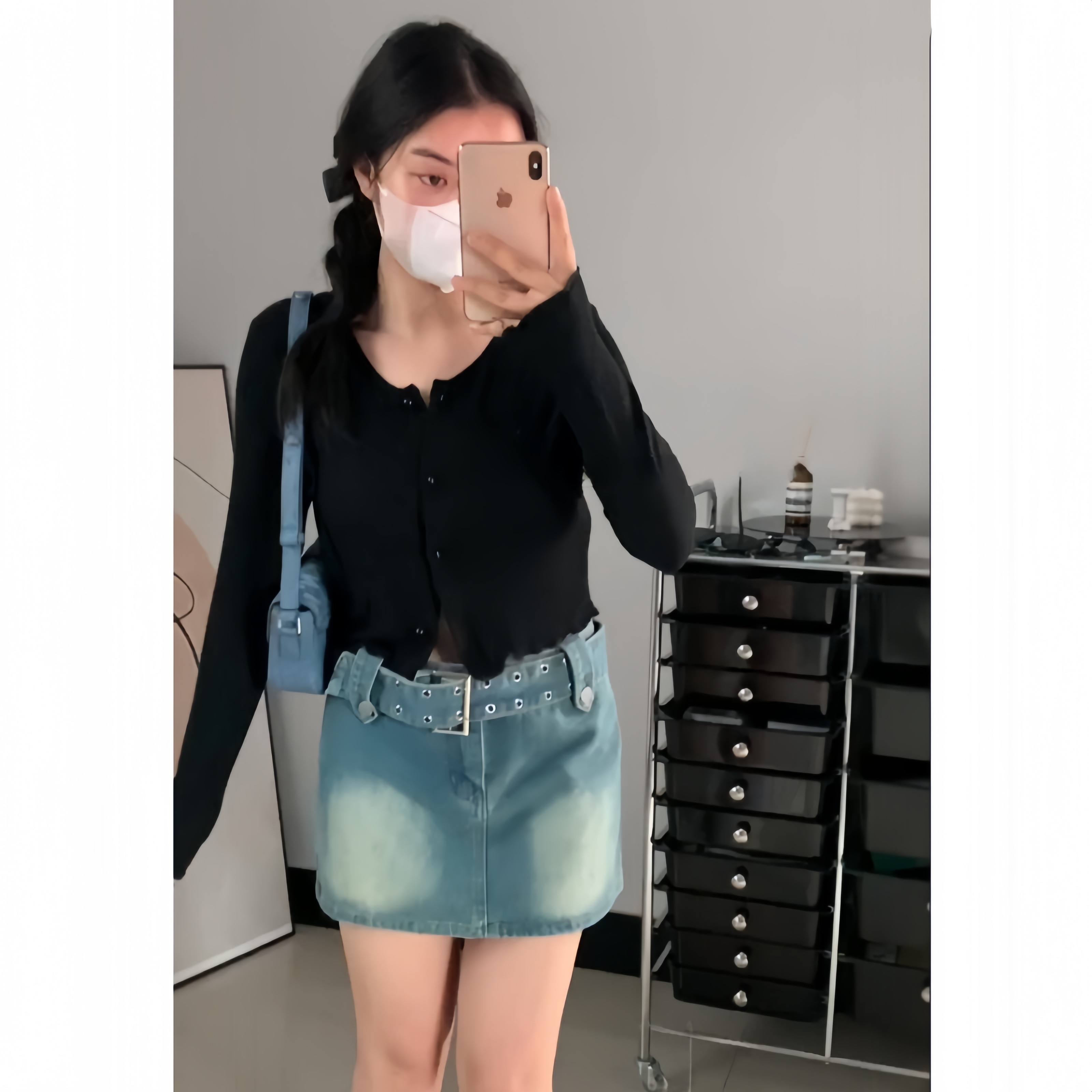 girlsat18 黑色薄款防晒小外套女夏季针织开衫外搭坎肩罩衫上衣