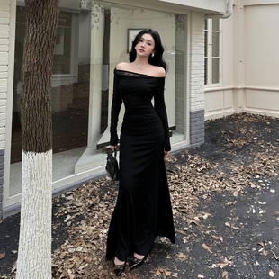 修身 GirlsAt18 新款 连衣裙女秋季 气质包臀长裙 性感蕾丝一字肩长袖