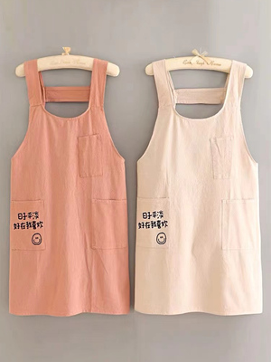 围裙夏季薄款女厨房家用棉布透气棉麻炒菜专用上班护衣2025新款