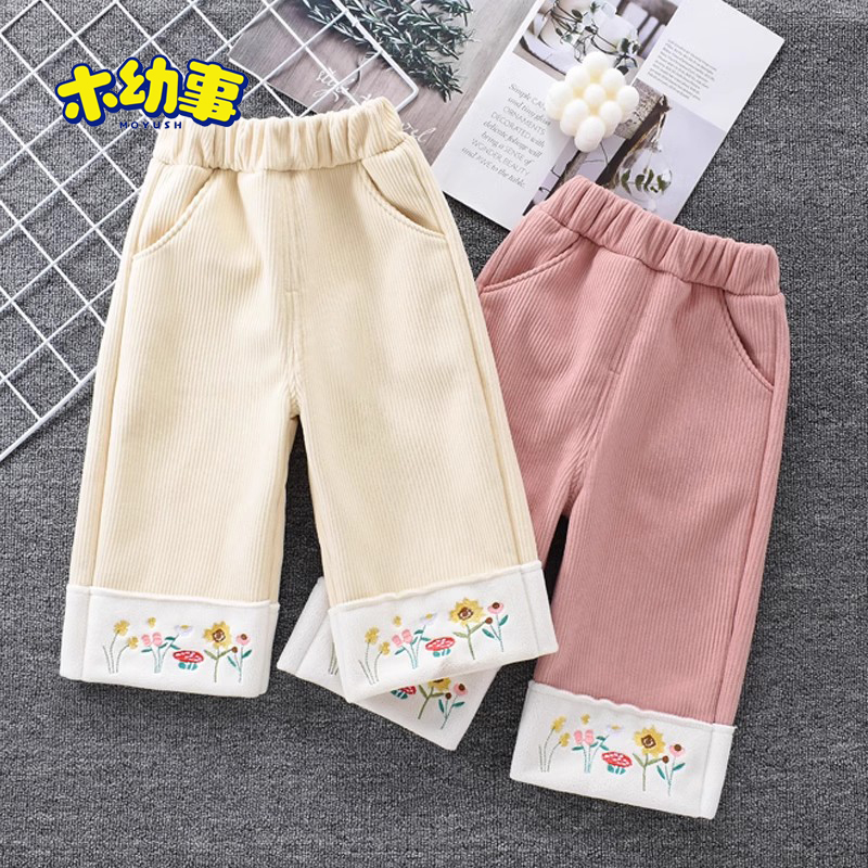 儿童秋冬季花边灯芯绒裤安阳童装