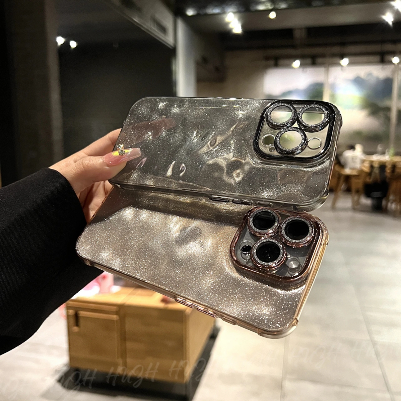 带镜头膜闪粉简约电镀全包硬壳