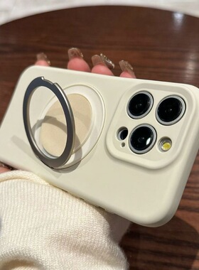 360旋转液态硅胶支点壳适用苹果15手机壳iPhone14ProMax磁吸支架Magsafe保护套超薄13镜头全包12防摔高级感pm