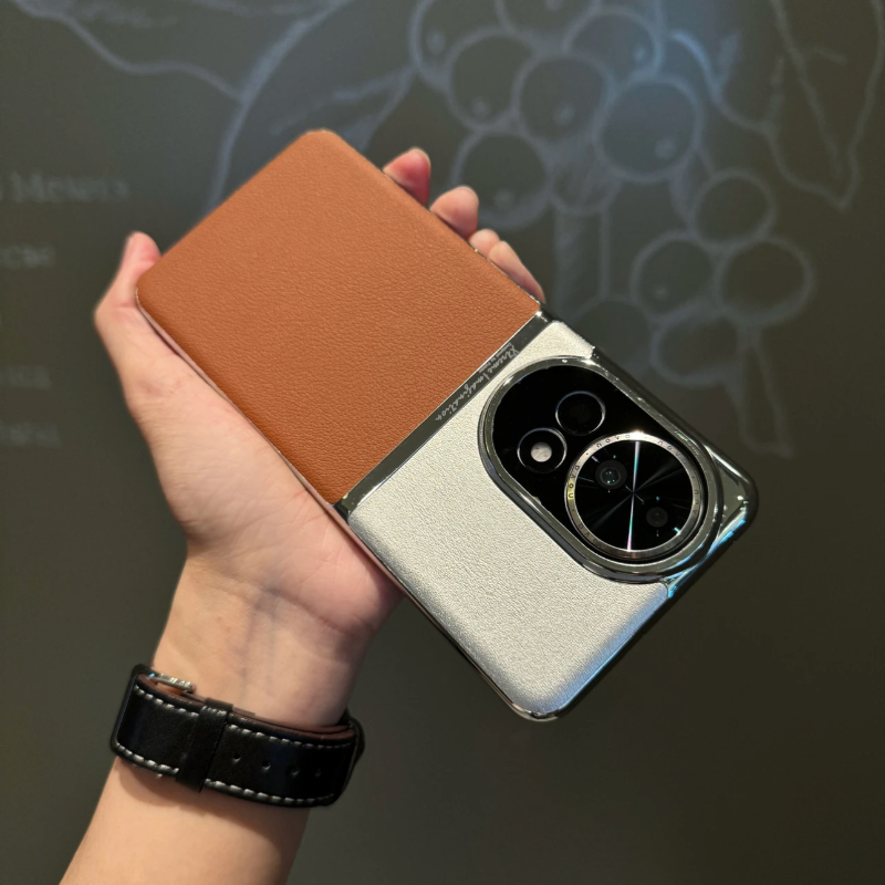 适用华为nova12手机壳电镀拼接素皮novo12pro新款保护套nova13pro金属镜头全包防摔女超薄12ultra男士外壳