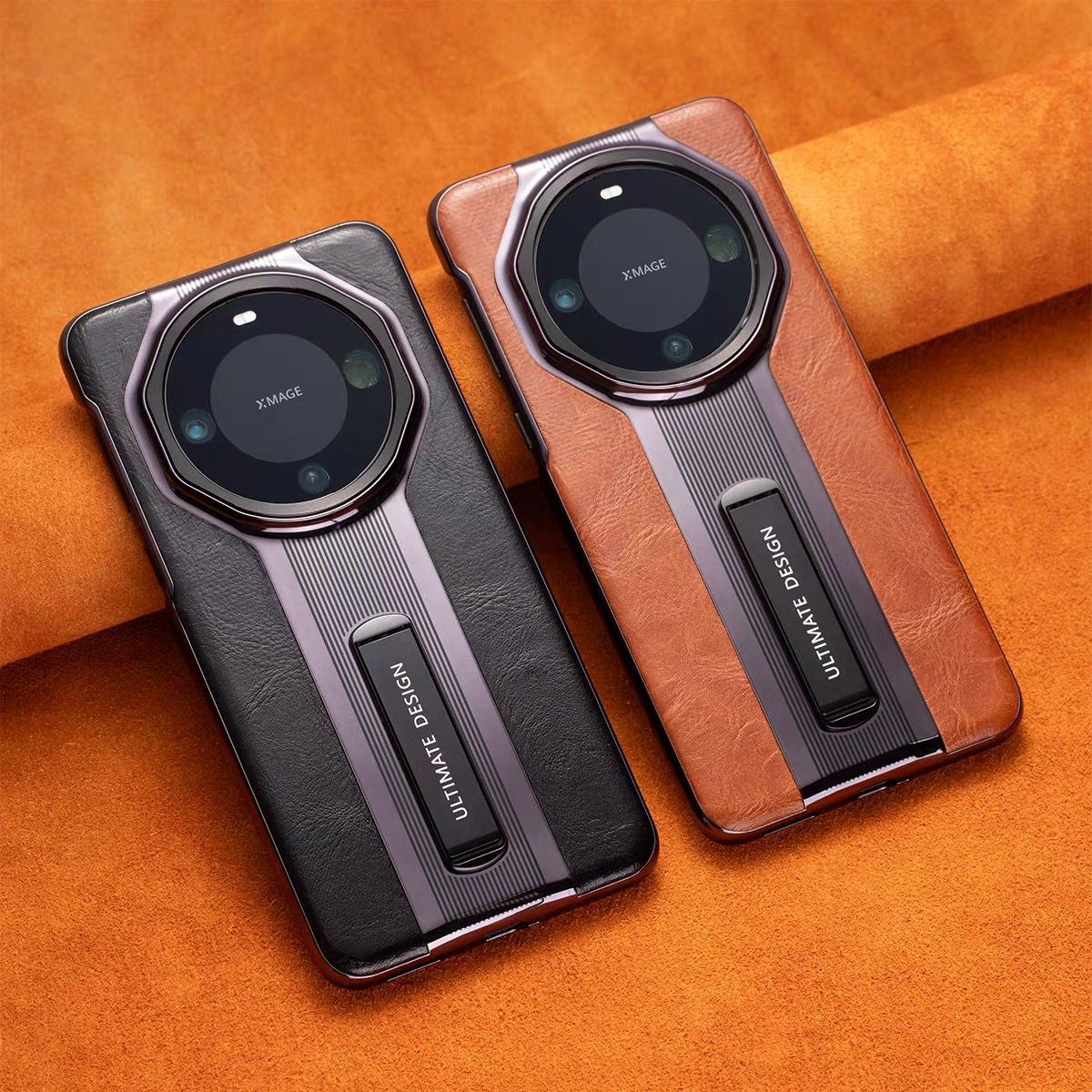 秒变非凡大师适用华为mate60pro+手机壳新款60rs保时捷真皮商务p70全包防摔外壳mt60自带支架高级70ultra男士