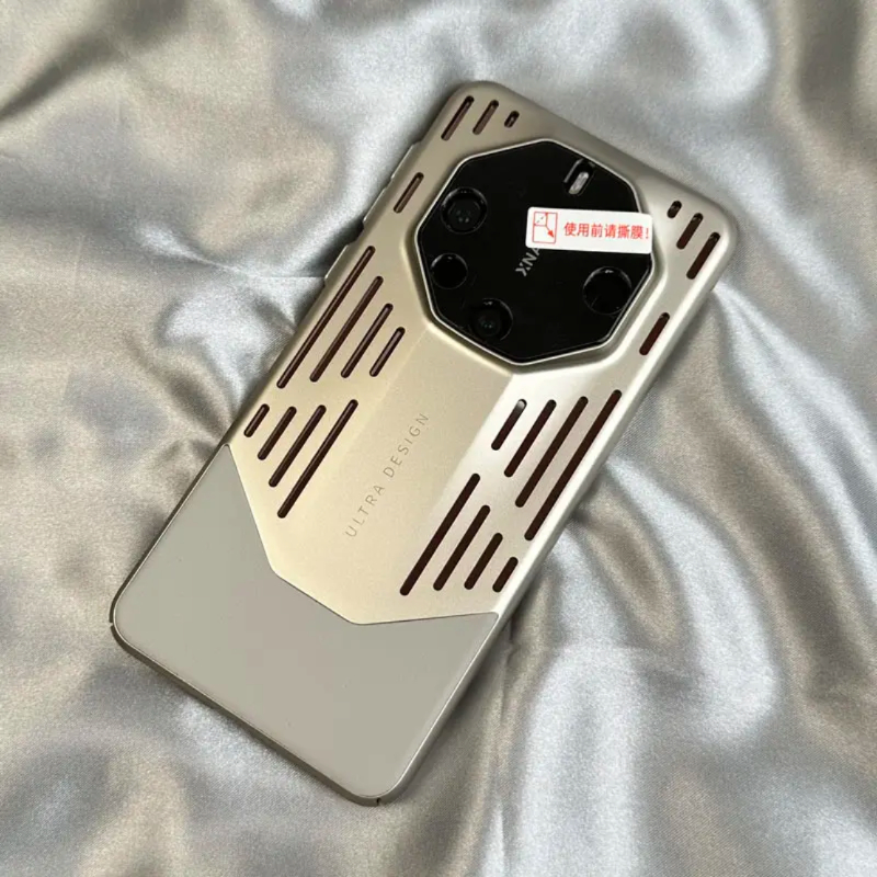 简约散热适用华为非凡手机壳新款镂空mate60pro+拼接素皮mate60防摔壳高级感40rs保护套m50pro男女款