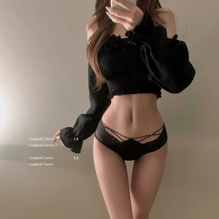 「LA」Lexi·鎏星碎片丨静感系列*纯欲蕾丝网纱拼接交叉细带内裤