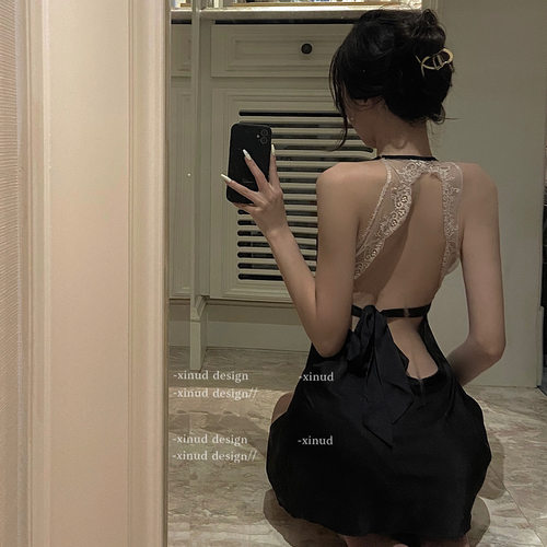 法式吊带睡衣露背网纱薄款女