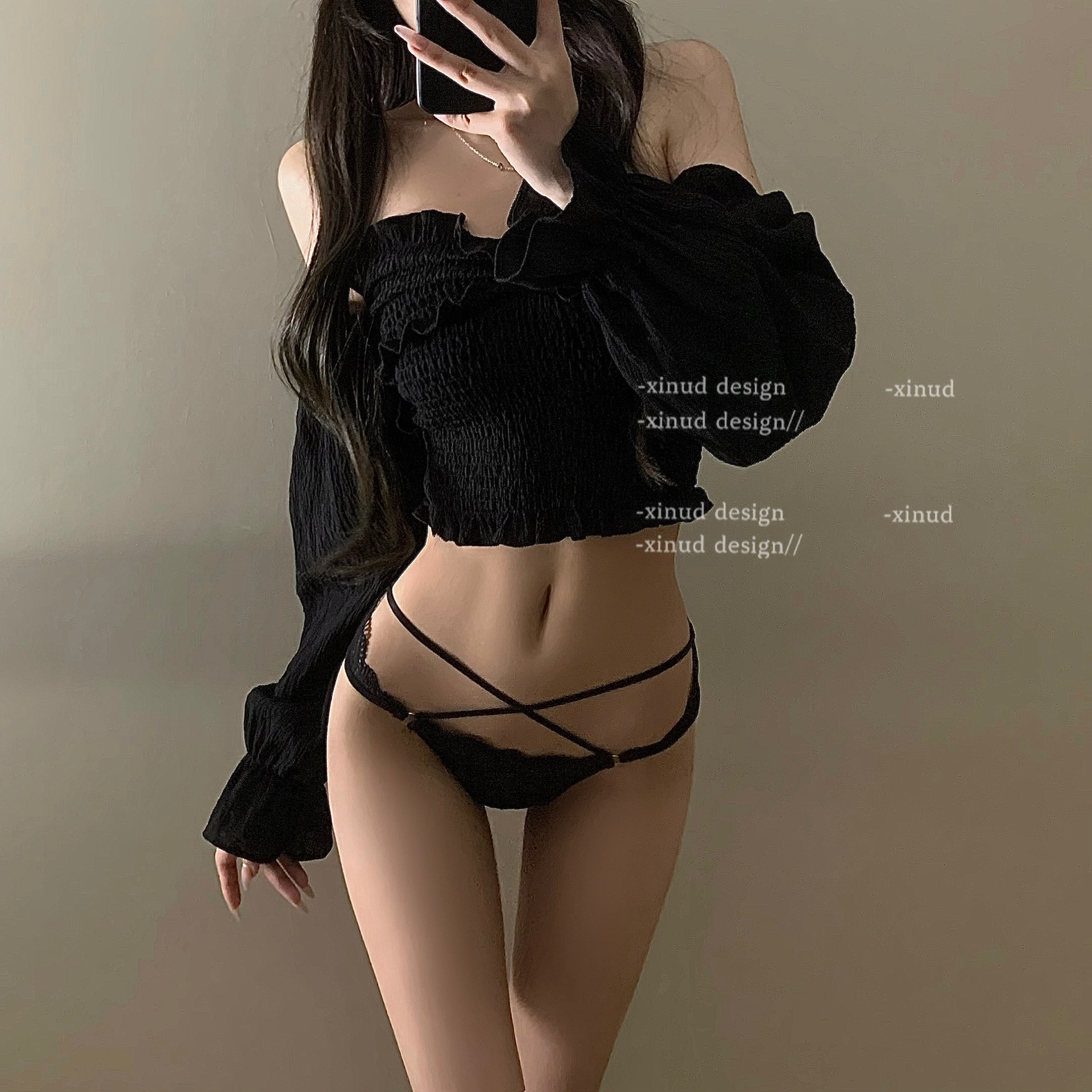 「LA」Vera·维拉 | 边界系列*智性冷酷蕾丝镂空低腰绑带女士内裤