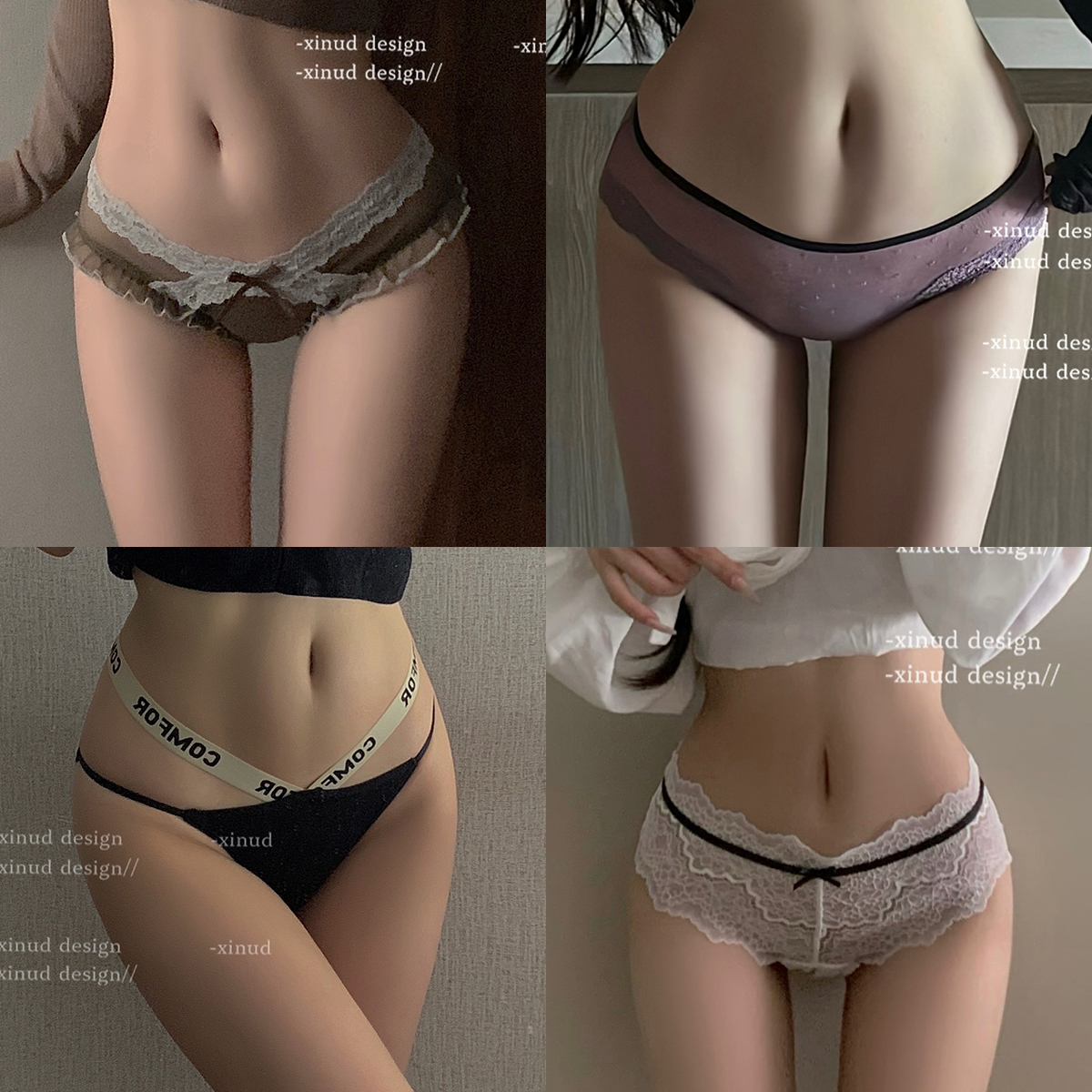 「LA」晚安派对*LadyAllure情绪套盒纯欲蕾丝女内裤四条组合装