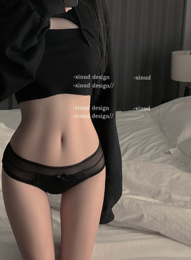 「LA」浓情山崎*原创性感简约蕾丝网纱蝴蝶结日常舒适女三角内裤