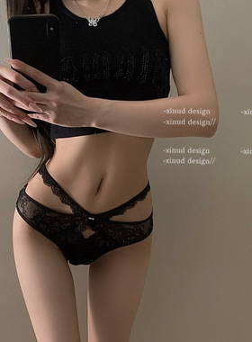 「LA」美辣缠绵*辣妹交叉蕾丝纯欲性感绑带露腰纯欲镂空三角内裤