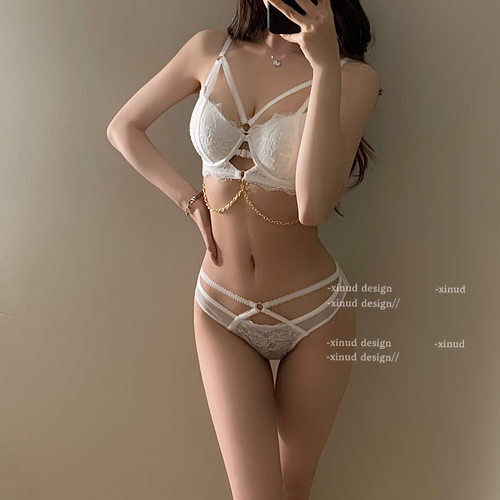 「LA」俘获心跳*性感绑带交叉美胸内衣女聚拢显胸大蕾丝文胸套装