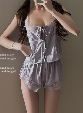 「LA」Agnes·欲见梦境｜静感系列*纯欲蕾丝吊带短裤睡衣套装女夏
