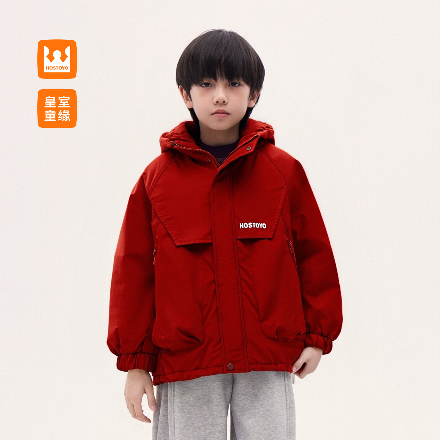 男童字母印花连帽外套冬季新款