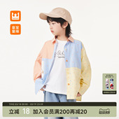 中大童宽松上衣儿童衬衣外套 新款 皇室童缘男童撞色拼接衬衫 26春季