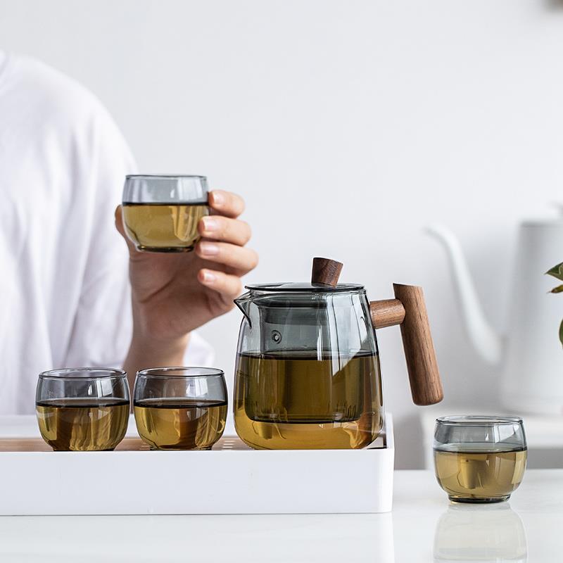 邱合堂茶具城玻璃茶壶茶水分离泡茶器一壶四杯功夫泡茶壶套装家用