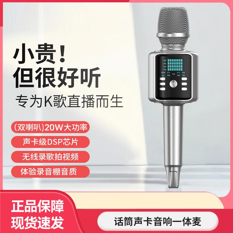 金运9话筒声卡音响一体麦克风家庭无线小音箱套装直播歌神器