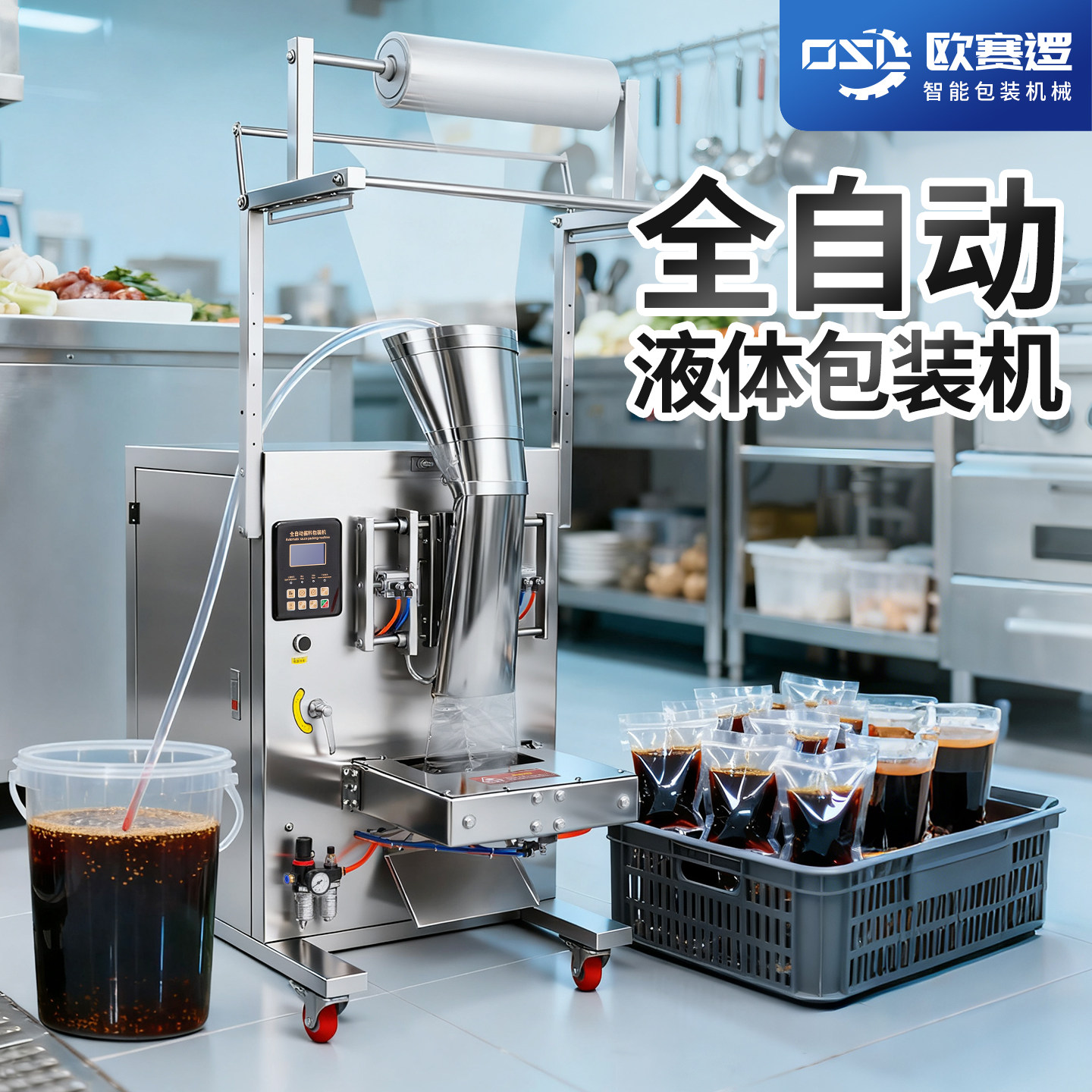 全自动液体包装机凉皮料水酱油醋食用花生油牛奶豆浆果汁红糖水酒