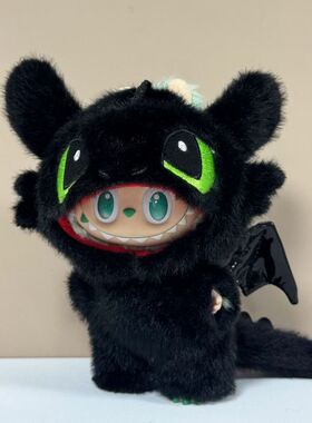 labubu娃衣一二三代拉布布搪胶公仔挂件衣服马卡龙黑色无牙仔娃用