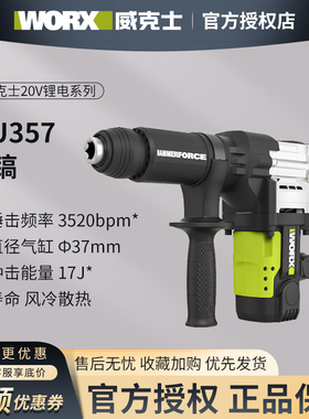 威克士1300W大功率工业级电镐WU357开槽拆墙打混凝土重型电动工具