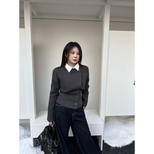 韩系千金风翻领收腰呢子外套女秋冬款 大小姐微胖大码 智感腔调