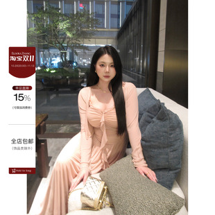 大小姐“半夏时光”微胖纯欲风收腰显瘦网纱吊带连衣裙开衫两件套