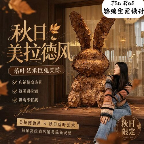 大型仿真落叶兔子美陈雕塑打卡