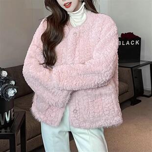 法式小香风外套女2024年新款设计感宽松显瘦保暖高级感毛绒上衣